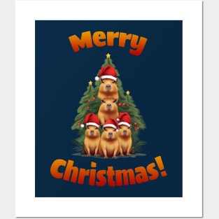 Capybara tree Christmas, Merry Christmas, Capybara Pets, Cute capybara Posters and Art